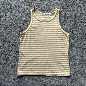 Everlane organic cotton cutaway tank top yellow and white size M